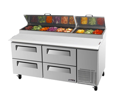 Turbo Air TPR-67SD-D4-N 67" W Two-Section Super Deluxe Pizza Prep Table