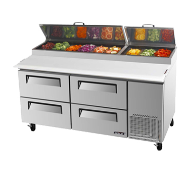 Turbo Air TPR-67SD-D4-N 67" W Two-Section Super Deluxe Pizza Prep Table