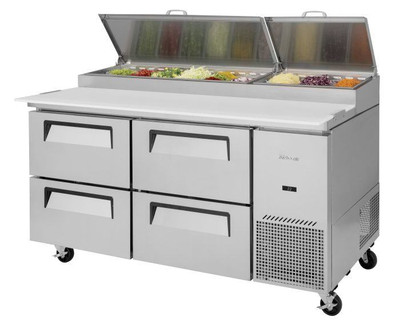 Turbo Air TPR-67SD-D4-N 67" W Two-Section Super Deluxe Pizza Prep Table