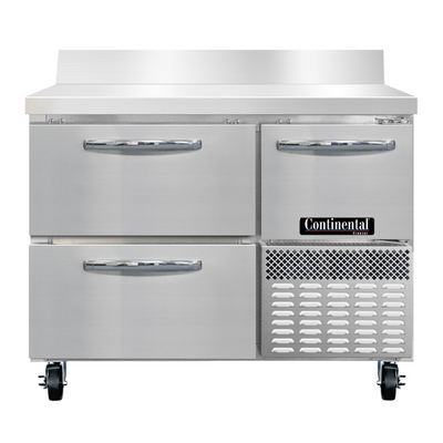 Continental Refrigerator FA43NBS-D 43"W Two Drawer and One Door Stainless Steel Frreezer Base Worktop Unit With 6"H Backsplash