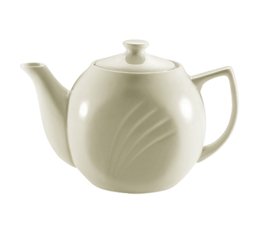 CAC China GAD-TP 15 Oz. Bone White Porcelain Embossed Garden State Teapot (3 Dozen Per Case)
