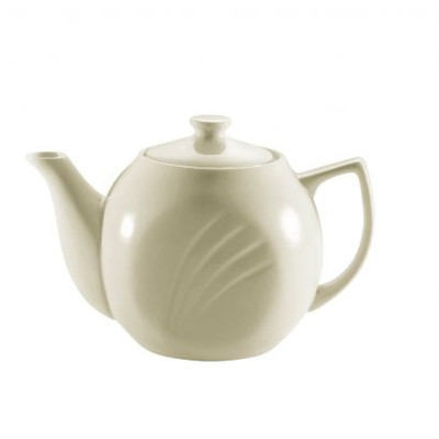 CAC China GAD-TP 15 Oz. Bone White Porcelain Embossed Garden State Teapot (3 Dozen Per Case)