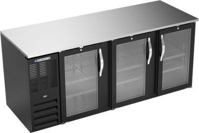 Beverage Air BB78HC-G-B 78&quot; W Black Stainless Steel 3 Glass Doors Refrigerated Back Bar Storage Cabinet - 115 Volts