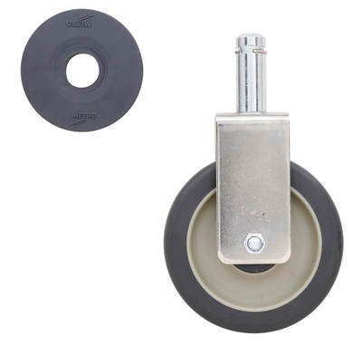 Metro 5Mpr Super Erecta Stem Caster Rigid 5" Dia. 1-1/4" Face 300 Lb. Capacity Polyurethane Flat Wheel Tread
