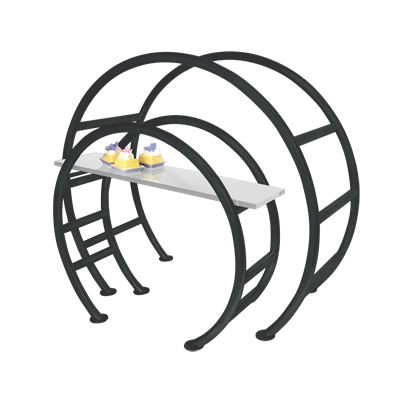 Eastern Tabletop 1755GMB 33"W x 13-5/8"D x 27-1/2"H Black 18/10 Stainless Steel Circular Tabletop Display