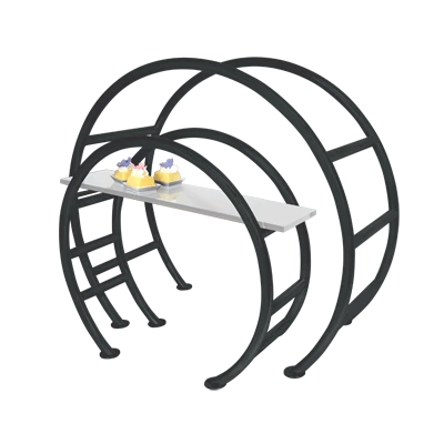 Eastern Tabletop 1755GMB 33"W x 13-5/8"D x 27-1/2"H Black 18/10 Stainless Steel Circular Tabletop Display