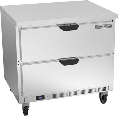 Beverage Air WTFD36AHC-2-FLT 36"W Two Drawer Stainless Steel Worktop Freezer