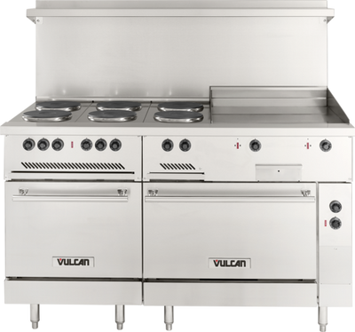 Vulcan EV60SS-6FP24G480 60" W Stainless Steel Electric French Hotplates Restaurant Range - 480 Volts