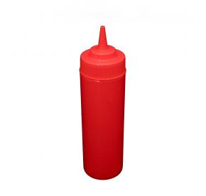 CAC China SQBT-W-12R 12 Oz. Red Plastic Squeeze Bottle (12 Pack Per Case)