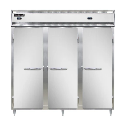 Continental Refrigerator D3RRFNSSPT 78" W Three-Section Solid Door Pass-Thru Designer Line Refrigerator/Freezer