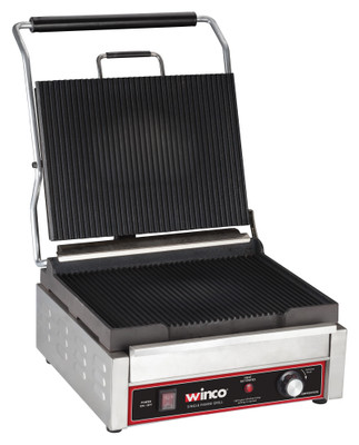 Winco EPG-1C 16-1/8&quot; Electric Countertop Italian Style Panini Grill - 120 Volts