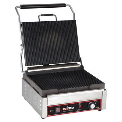 Winco EPG-1C 16-1/8" Electric Countertop Italian Style Panini Grill - 120 Volts