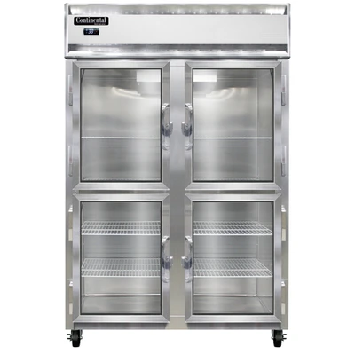 Continental Refrigerator 2RNGDHD 52" W Two-Section Glass Door Reach-In Refrigerator