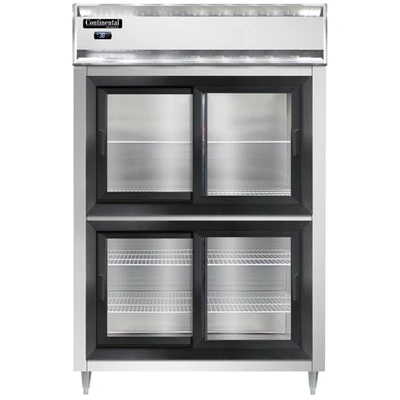 Continental Refrigerator D2RNSGDHD 52" W Two-Section Glass Door Reach-In Designer Line Refrigerator