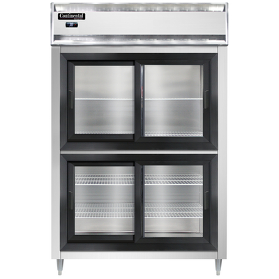 Continental Refrigerator D2RNSGDHD 52" W Two-Section Glass Door Reach-In Designer Line Refrigerator