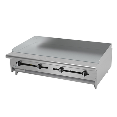 Asber AEMG-48 H 48" W Stainless Steel Liquid Propane Countertop Griddle - 96,000