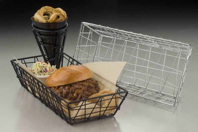 American Metalcraft ROB2613 Metal Black Rectangular Zorro Basket