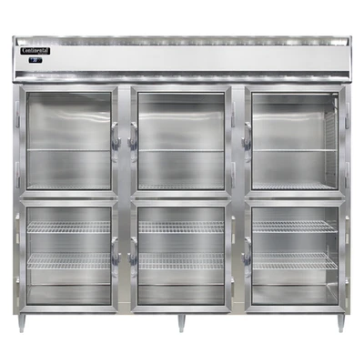 Continental Refrigerator D3RENGDHD 85.5" W Three-Section Glass Door Reach-In Designer Line Wide Refrigerator