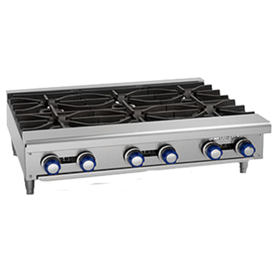 Imperial IHPA-4-24-E 24" W x 10.75" H x 31.38" D Stainless Steel with (4) Round Plate Elements Electric Countertop Hotplate - 208 Volts