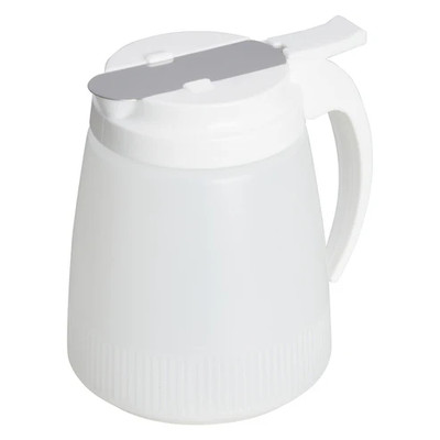 Winco PSUD-48 48 Oz. White Plastic Syrup Dispenser with Lid
