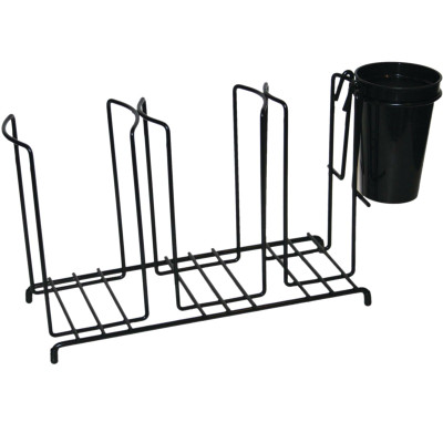 San Jamar C8003WFS Black Steel Wire 17-1/2"W x 5-1/4"D x 8-1/2"H Cup & Lid Organizer