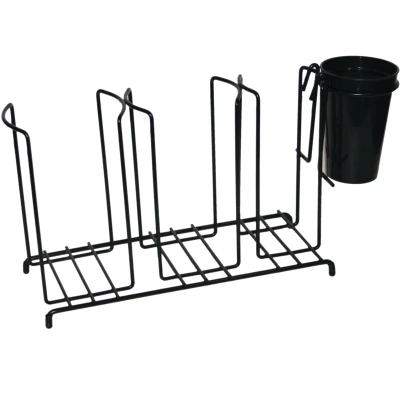 San Jamar C8003WFS Black Steel Wire 17-1/2"W x 5-1/4"D x 8-1/2"H Cup &amp; Lid Organizer