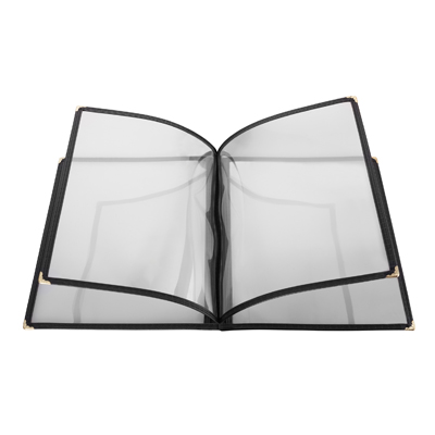 Winco PMCF-9K 9-5/8" x 12-1/8" Black Menu Cover