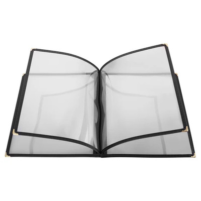 Winco PMCF-9K 9-5/8" x 12-1/8" Black Menu Cover