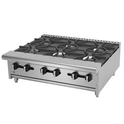 Asber AEHP-6-36-LP 36" W Stainless Steel Liquid Propane Countertop Hotplate - 180,000 BTU
