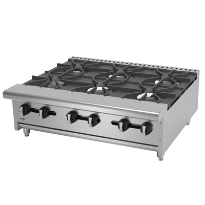 Asber AEHP-6-36-LP 36" W Stainless Steel Liquid Propane Countertop Hotplate - 180,000 BTU