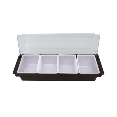 CAC China CDHL-4 Black Plastic 4 Compartment Condiment Holder (6 Each Per Case)