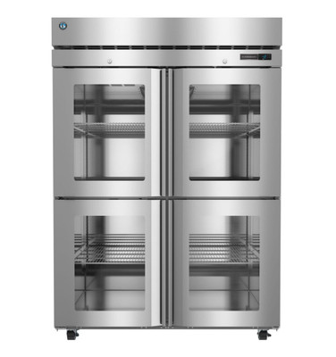 Hoshizaki F2A-HGE Steelheart Series 55" W Stainless Steel Two-Section 4 Half Hinged Glass Doors Reach-In Freezer - 115 Volts