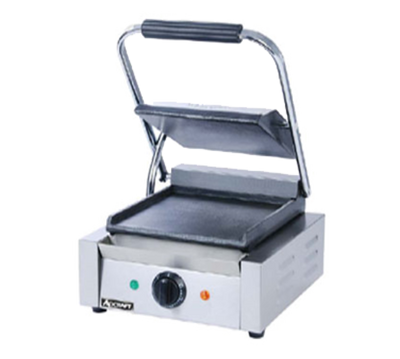 Adcraft SG-811/F 12" W Cast Iron Smooth Plates Countertop Sandwich Grill - 120 Volts