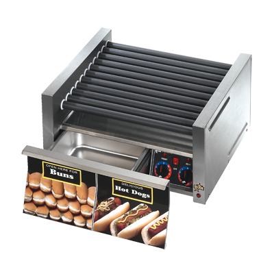 Star 30STBD Grill-Max® 30 Hot Dog Grill StalTek® Non-Stick Roller Type with Integrated Bun Drawer and Manual Controls - 120V