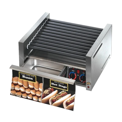 Star 30STBD Grill-Max® 30 Hot Dog Grill StalTek® Non-Stick Roller Type with Integrated Bun Drawer and Manual Controls - 120V