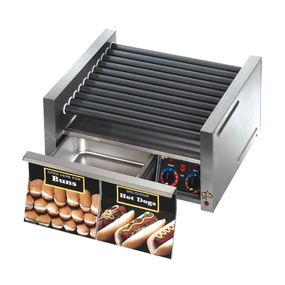 Star 30STBD Grill-Max® 30 Hot Dog Grill StalTek® Non-Stick Roller Type with Integrated Bun Drawer and Manual Controls - 120V