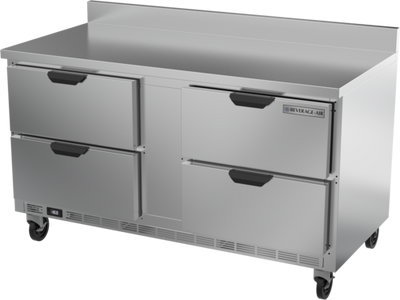 Beverage Air WTFD60AHC-4-FIP 60"W Four Drawer Stainless Steel Woktop Freezer With 4" Foamed-In Place Backsplash