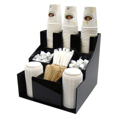 Winco CLSO-3T Black Plastic 12-5/16"L x 12-3/4"W x 13-1/8"H Cup & Lid Organizer