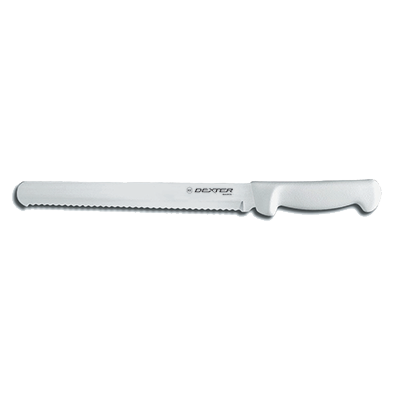 Dexter 31604 10&quot; White Scalloped Edge Basics Slicer and Bread Knife with Polypropylene Handle