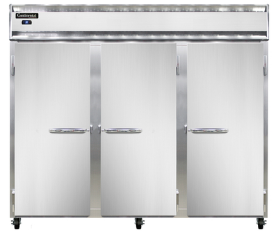 Continental Refrigerator 3RESNSA 85.5" W Three-Section Solid Door Reach-In Extra-Wide Refrigerator