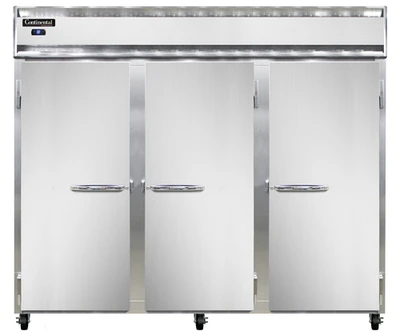 Continental Refrigerator 3RESNSA 85.5" W Three-Section Solid Door Reach-In Extra-Wide Refrigerator