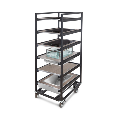 Eastern Tabletop ST5955BST 33.5" W x 74" H Black Hub Buffet Storage Tile Cart