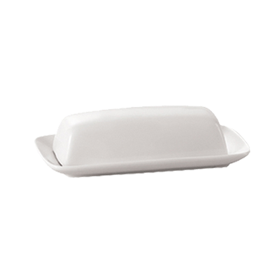 CAC China BTD-8 Super White Porcelain Accessories Butter Dish Set (1 Set Per Case)