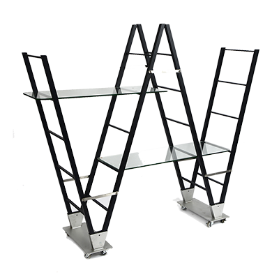 Eastern Tabletop ST1770MB 85"W x 19"D x 68"H Black 18/10 Stainless Steel Mobile Back Bar Displa