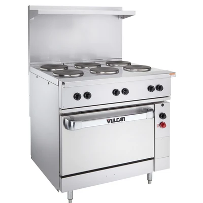 Vulcan EV36S-4FP1HT208 36" W Stainless Steel Electric French Hotplates Restaurant Range - 208 Volts
