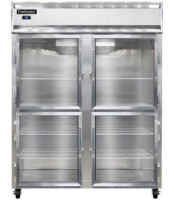 Continental Refrigerator 2RENSAGDHD 57" W Two-Section Glass Door Reach-In Extra-Wide Refrigerator