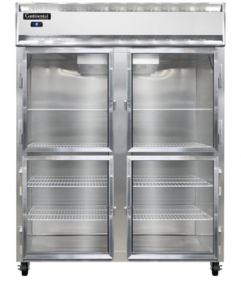 Continental Refrigerator 2RENSAGDHD 57" W Two-Section Glass Door Reach-In Extra-Wide Refrigerator