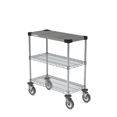 Metro CR1430DTOSC Drive-Thru Order Staging Cart with Wire Shelving 32" x 16 1/2" x 33 3/4"