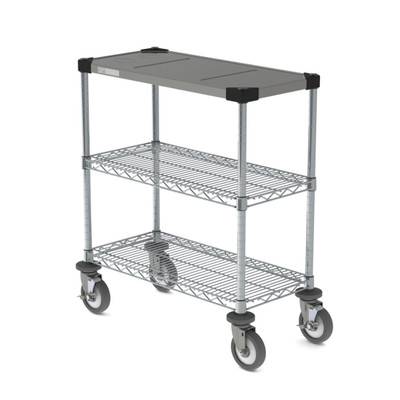 Metro CR1430DTOSC Drive-Thru Order Staging Cart with Wire Shelving 32" x 16 1/2" x 33 3/4"