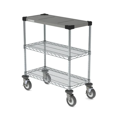 Metro CR1430DTOSC Drive-Thru Order Staging Cart with Wire Shelving 32" x 16 1/2" x 33 3/4"